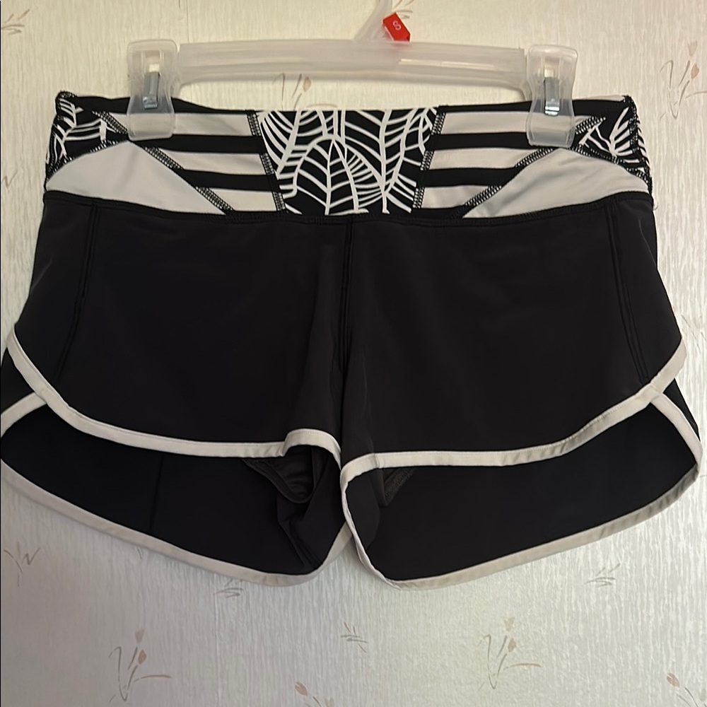 Size 6-Lululemon Athletica Black and White Athletic Shorts